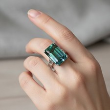 Estate Bi Color Blue Green Tourmaline 18.10Ct 925 Sterling Silver Handmade Rings picture