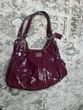 Coach Madison Maggie Patent Leather Hobo Bag Plum Purple Dark Bordeaux 18760 picture