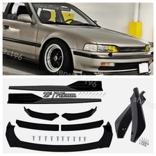 Fits 90-93 Honda Accord Mug Gloss Black Car Front Lip & Side Skirt & Rear Lips picture
