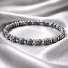 Natural grey jasper gemstone&stainless steel men's women's bracelet picture