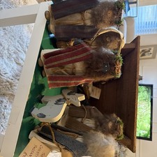 Vintage Lizzie High Wooden Nativity Scene Set Creche Manger Christmas Pageant picture