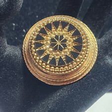 Original by Robert Vintage Starburst Brooch Pendant Gold Tone Black Filigree picture