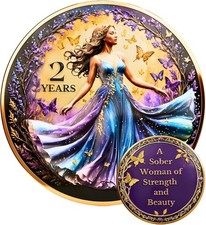 Sobriety Coin Butterfly Woman’s 2 Year  – Sobriety Gifts, AA Medallions, Sober C picture