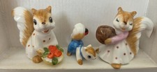 Vintage Napcoware Bone China Miniature Squirrel Family Figurines Set 3 Japan MCM picture