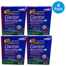 Children's Claritin Chewables Allergy Relief Grape Dye Free 4 Pack Exp 06/27 New picture