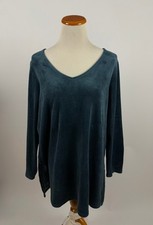 PURE JILL J. jill blue velour V Neck Tunic Top Women's M picture
