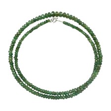 Natural Zambian Emerald Necklace Strand Untreated Faceted Beads 925 Clasp 18