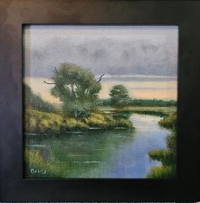 Original oil painting on canvas panel, framed, 8