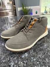 CAT Caterpillar Men’s Size 10 Gray Orange Suede Mid Top Sneakers Shoes New picture