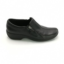 Clarks Shoes Womens Loafer Wasteland Zip Black Leather Slip On 73885 Casual 7 picture