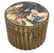 Vintage Italian Gold Tone Coasters Set of 6 Classical Art Holder Made in Italy picture