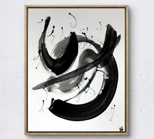 Figurative monochromatic bold acrylic art painting 14X11 Gallery Paper original picture