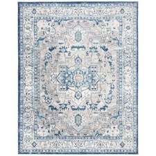 SAFAVIEH Traditional Distressed Medallion Area Rug Light Grey & Blue Brentwood picture