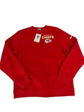 Kansas City Chiefs Nike Men's University Red Club Fleece Crew Sweatshirt Size M picture