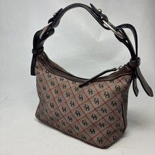 GUC Genuine Dooney & Bourke Monogrammed Brown Canvas Shoulder Bucket Purse Has# picture