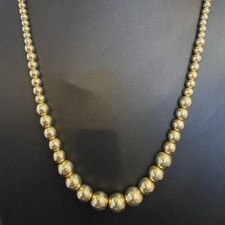 Necklace Beaded Gold Graduated Ball Strand Yellow Gold Statement 22 Inch picture