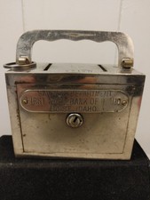 ANTIQUE First National Bank BOISE IDAHO Heavy Steel Coin Savings Bank picture