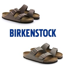 NWT Birkenstock Arizona Birkibuc Unisex Adults Sandals Mocha / Stone picture