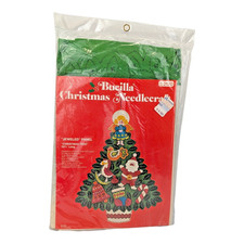 Vintage Bucilla Kit 2120 Jeweled Panel Christmas Tree Applique Felt Sequins NOS picture