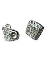 10K Real Solid White Gold Earrings, Signed, Natural Diamonds 2.12ct picture