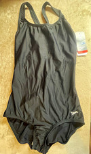 Speedo Women’s Black One-Piece Tank Swimsuit UPF 50+ Cup C Logo picture