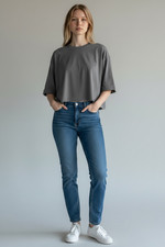 Oversized Cropped T-Shirt Gray picture