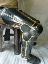 18GA Steel & Brass Medieval Leg Armor Protection For Battle Leg Guard picture