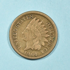 1864 Copper Nickel C/N Indian Head Cent Penny ~ F FINE ~ US Type Coin picture