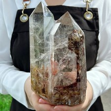 3.85LB Natural Smoky Phantom Quartz Obelisk Crystal Double Point Healing G8043 picture