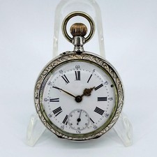 Antique Swiss / German Silver Pocket Watch – 10 Jewels – Working picture
