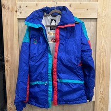 Vintage Ski Design Gore-Tex Jacket Blue Teal Pink Colorblock 80s 90s Retro XL picture