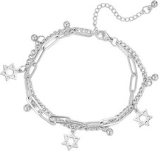 UNIFT Star of David Bracelet for Women Men Stainless Steel Jewish Star Hexagr... picture