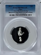 2024 Palau Silver 3 Oz $20 Out of the Dark Black Proof PCGS PR70 First Day Issue picture