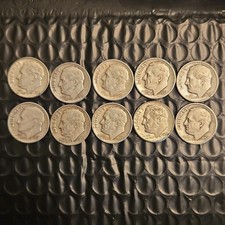 Lot of 5 - 1950s Roosevelt Dimes 10C 90% Silver picture