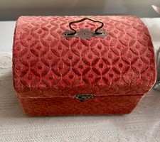 Antique Red Velvet Jewelry Glove Box French Victorian picture