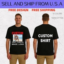 Print Your Photo Text Logo Custom DIY Cotton Tee Personalized Unisex Shirt picture