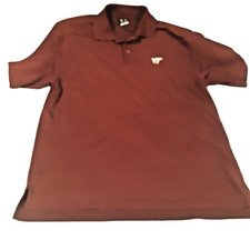 Virginia Tech Hokies Polo Mens Shirt L Maroon Under Armour Golf UA Gameday VGPC  picture