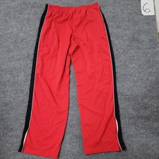 Champion Track Pants Mens Size XL Red Black Stripe Athletic Straight Leg Zippers picture