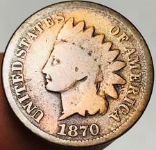 1870 Indian Head Cent Penny 1C Ungraded Circulated US Coin CC30055 picture