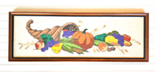 VTG MCM Handmade Gravel Art Harvest Decor Cornucopia Fruits 37