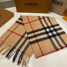 BURBERRY SCARF CASHMERE BEIGE BROWN BLACK CLASSIC picture