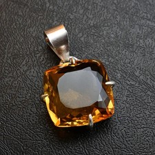 Certified Natural Yellow Citrine Gemstone 925 Sterling Silver Pendant 25 CT picture