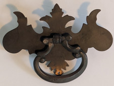 Vintage Brass Chippendale Batwing Single Hole Ring Pull Drawer Handle picture