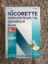 New Nicorette White Ice Mint Nicotine Gum 4mg - 100 Count Exp 12/28 picture