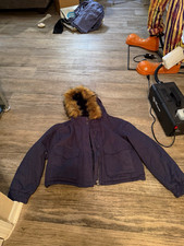 Aéropostale Women’s XL Navy Hooded Jacket Faux Fur Trim Winter Coat picture