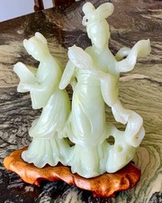 Rare Solid Jade Republic Period Carving Royal Court Ladies picture