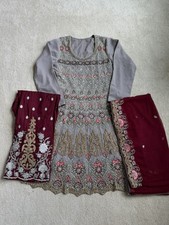 NEW Pakistani Indian Shalwar Kameez Dress Women Size small Fancy Party Eid Suit picture