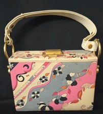 1960's Emilio Pucci box bag multicolored vibrant silk hard sided  Made in Italy picture