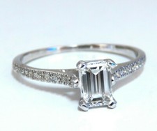 GIA Certified .54ct Natural Emerald Cut diamond ring 18kt gold *v picture