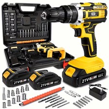 21V Cordless Hammer Drill Set Electric Impact Driver Screwdriver & 1/2 Battery picture